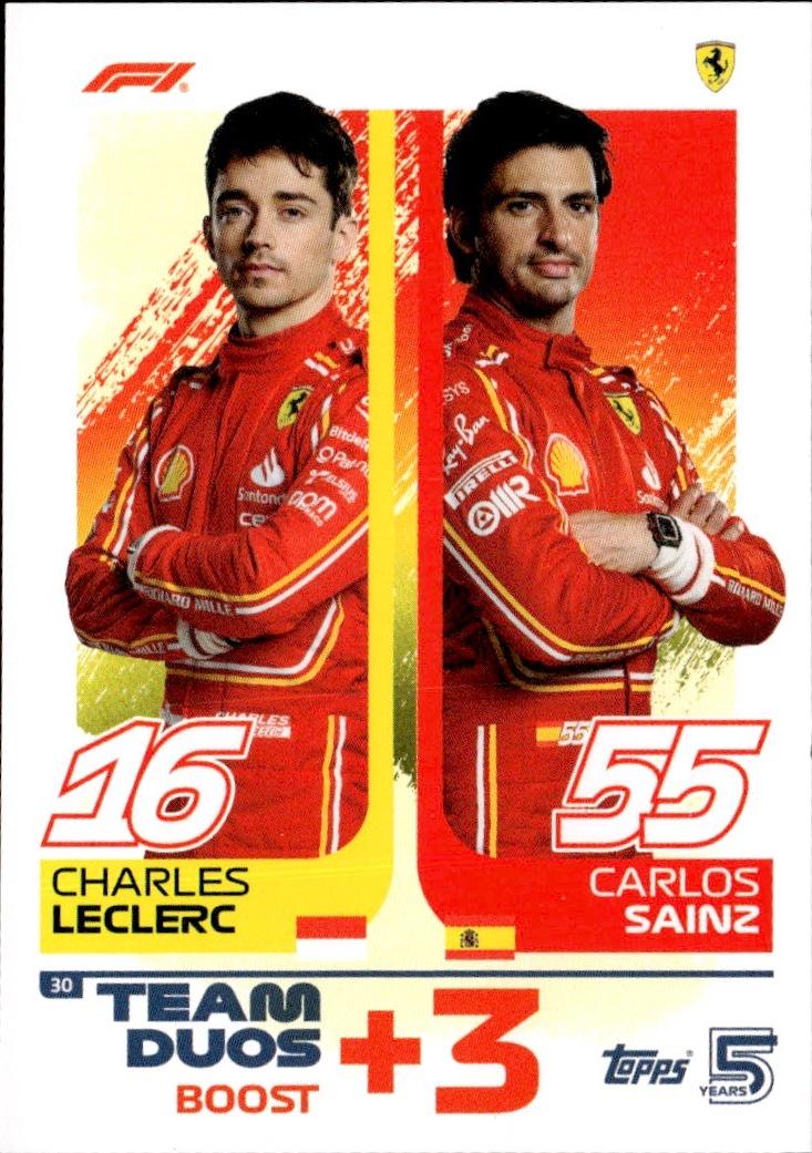 2024 Topps Turbo Attax F1 Racing Base #30 Scuderia Ferrari (Charles Leclerc / Carlos Sainz TD)