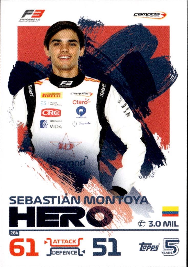 2024 Topps Turbo Attax F1 Racing Base #284 Campos Racing (Sebastian Montoya)