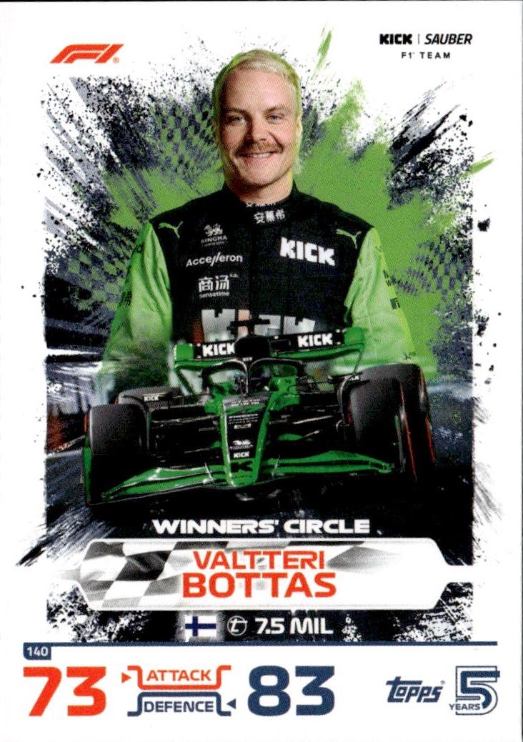 2024 Topps Turbo Attax F1 Racing Base #140 Stake F1 Team KICK Sauber (Valtteri Bottas)