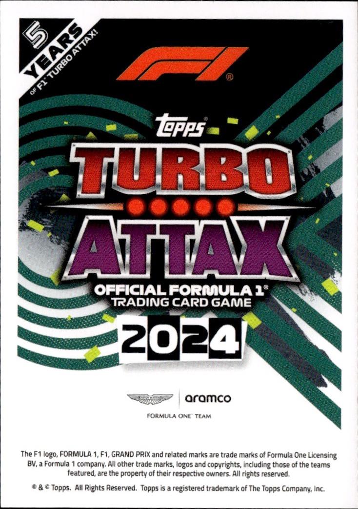 2024 Topps Turbo Attax F1 Racing Base #187 Aston Martin Aramco Cognizant F1 Team (Fernando Alonso)