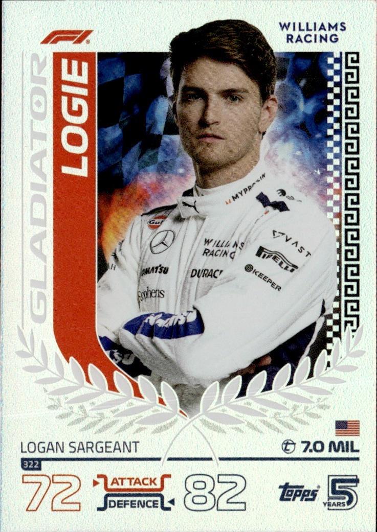2024 Topps Turbo Attax F1 Racing Base #322 Williams Racing (Logan Sargeant)