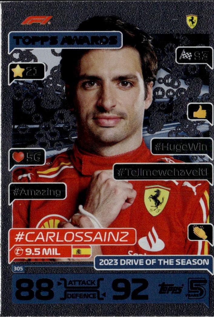 2024 Topps Turbo Attax F1 Racing Base #305 Scuderia Ferrari (Carlos Sainz)