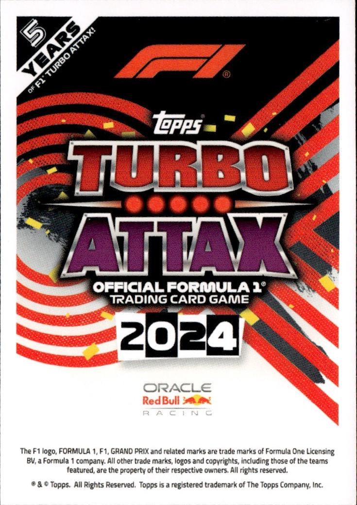 2024 Topps Turbo Attax F1 Racing Base #309 Oracle Red Bull Racing (Max Verstappen)
