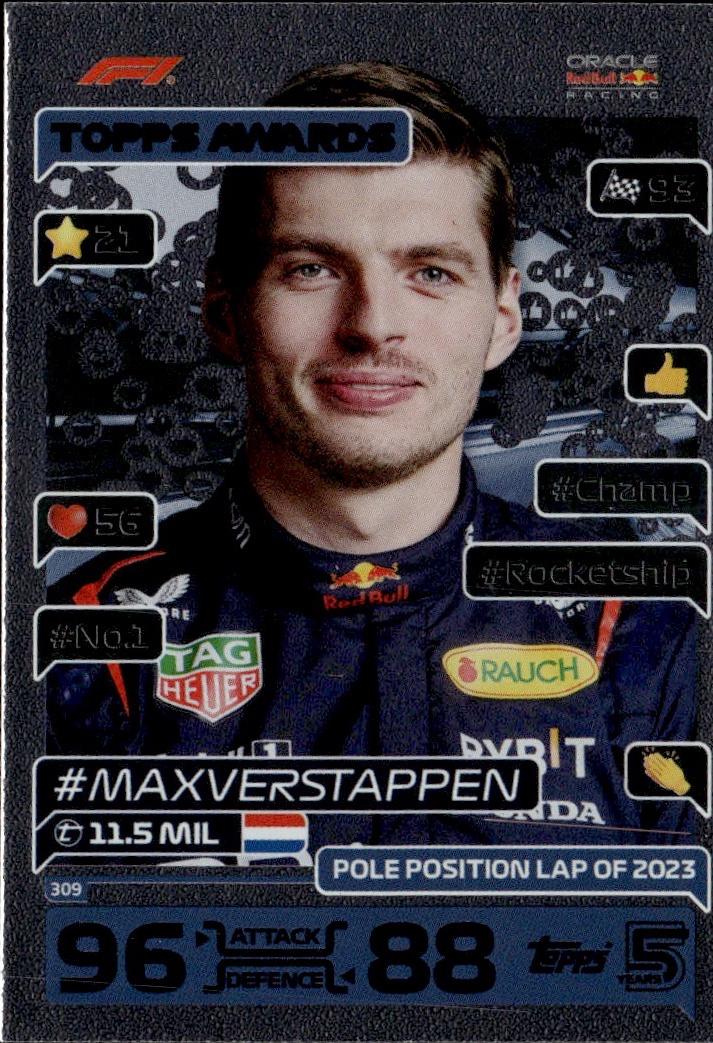 2024 Topps Turbo Attax F1 Racing Base #309 Oracle Red Bull Racing (Max Verstappen)