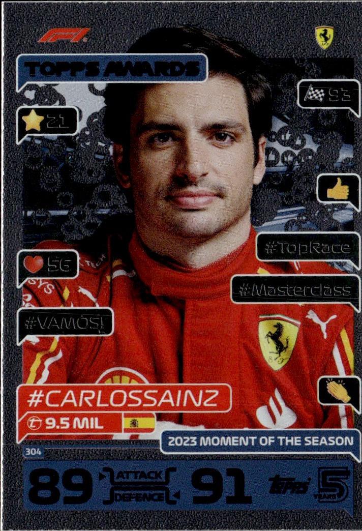 2024 Topps Turbo Attax F1 Racing Base #304 Scuderia Ferrari (Carlos Sainz)
