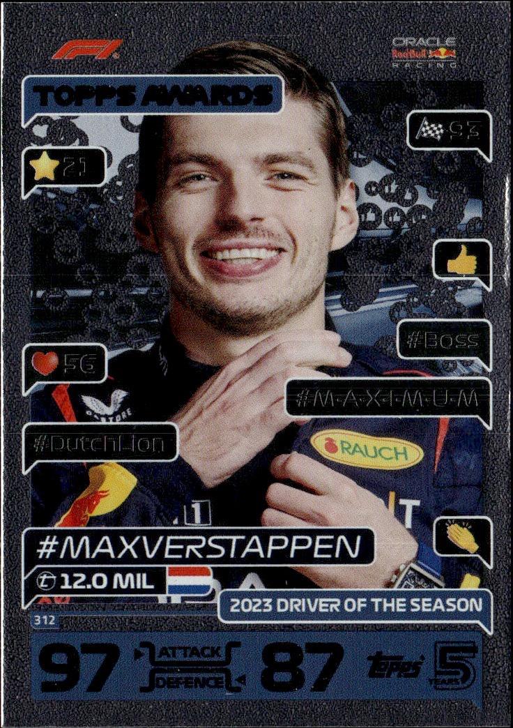 2024 Topps Turbo Attax F1 Racing Base #312 Oracle Red Bull Racing (Max Verstappen)