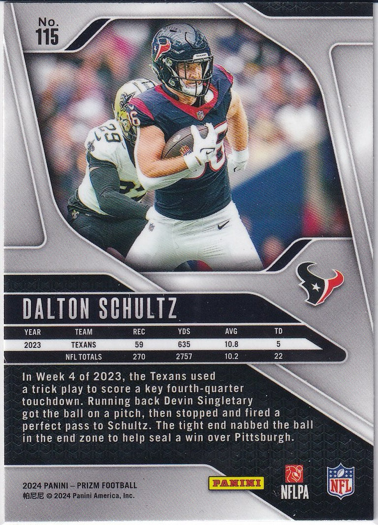 2024 Panini Prizm Football Base #115 Houston Texans, Dalton Schultz