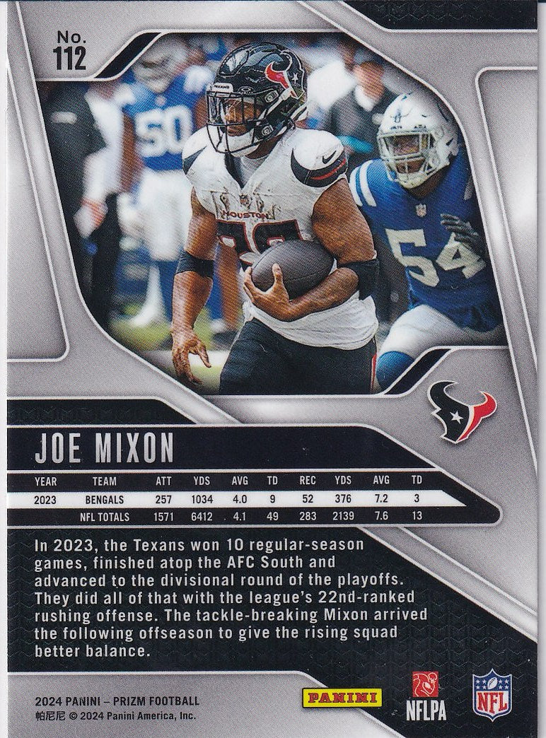 2024 Panini Prizm Football Base #112 Houston Texans, Joe Mixon