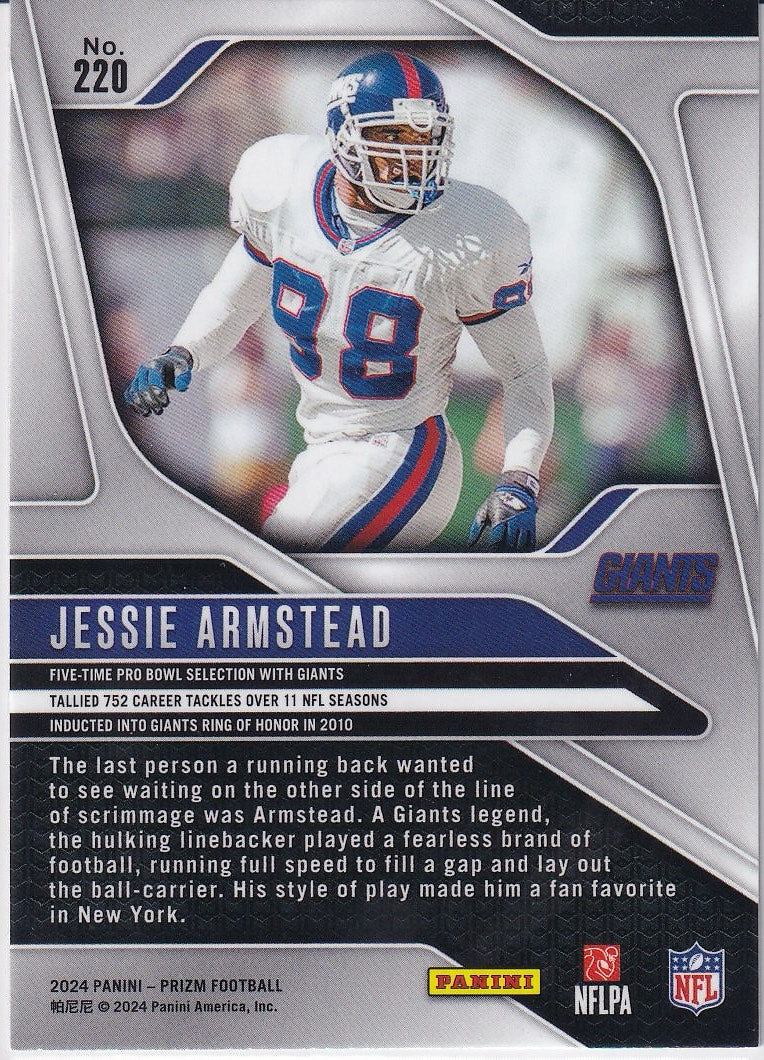 2024 Panini Prizm Football Base #220 New York Giants, Jessie Armstead