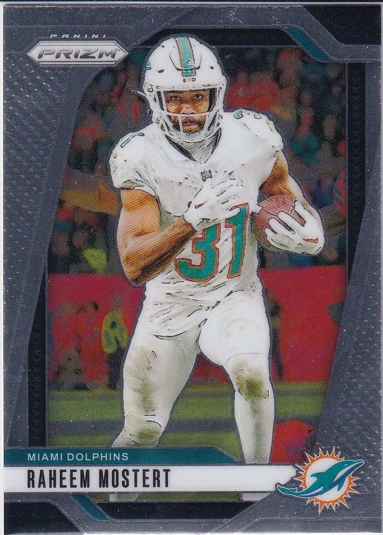 2024 Panini Prizm Football Base #179 Miami Dolphins, Raheem Mostert