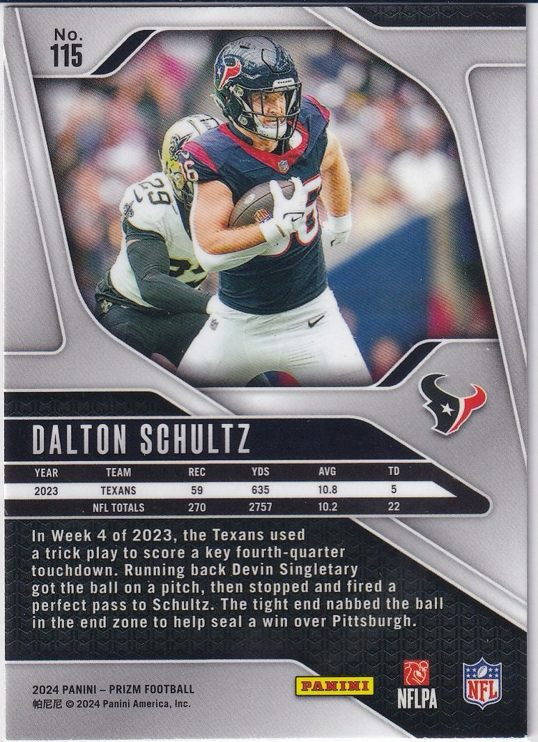 2024 Panini Prizm Football Base #115 Houston Texans, Dalton Schultz