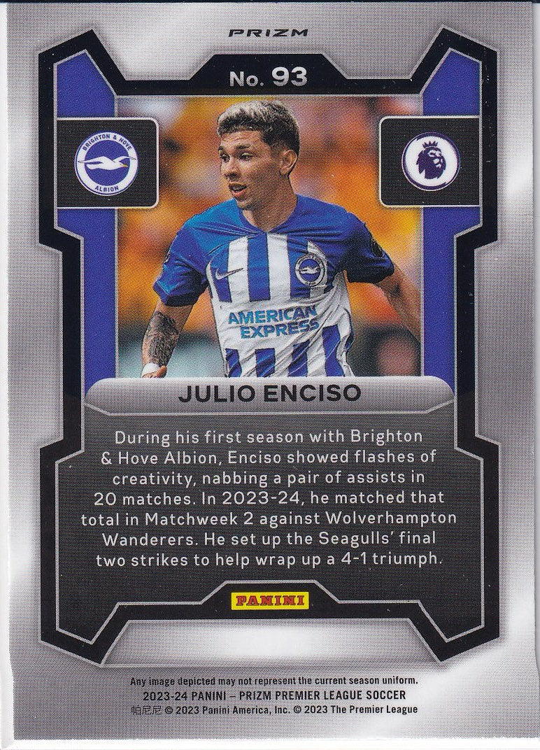 2023-24 Panini Prizm Premier League Soccer Base Silver #93 Brighton & Hove Albion, Julio Enciso