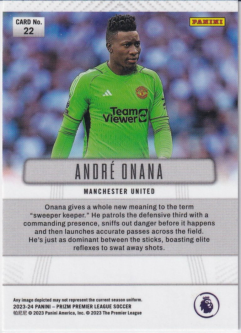 2023-24 Panini Prizm Premier League Soccer Base Prizm Flashback 2012 #22 Manchester United, Andre Onana