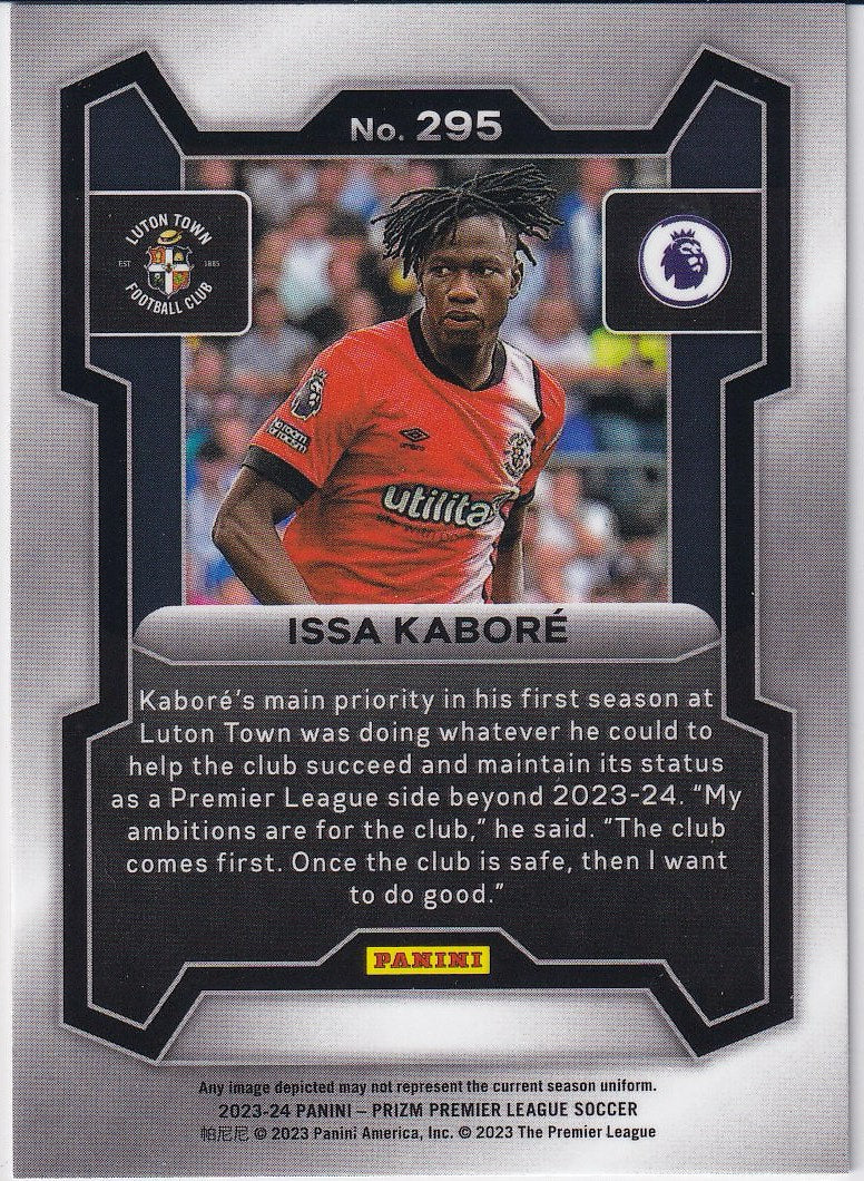 2023-24 Panini Prizm Premier League Soccer Base #295 Luton Town, Issa Kabore