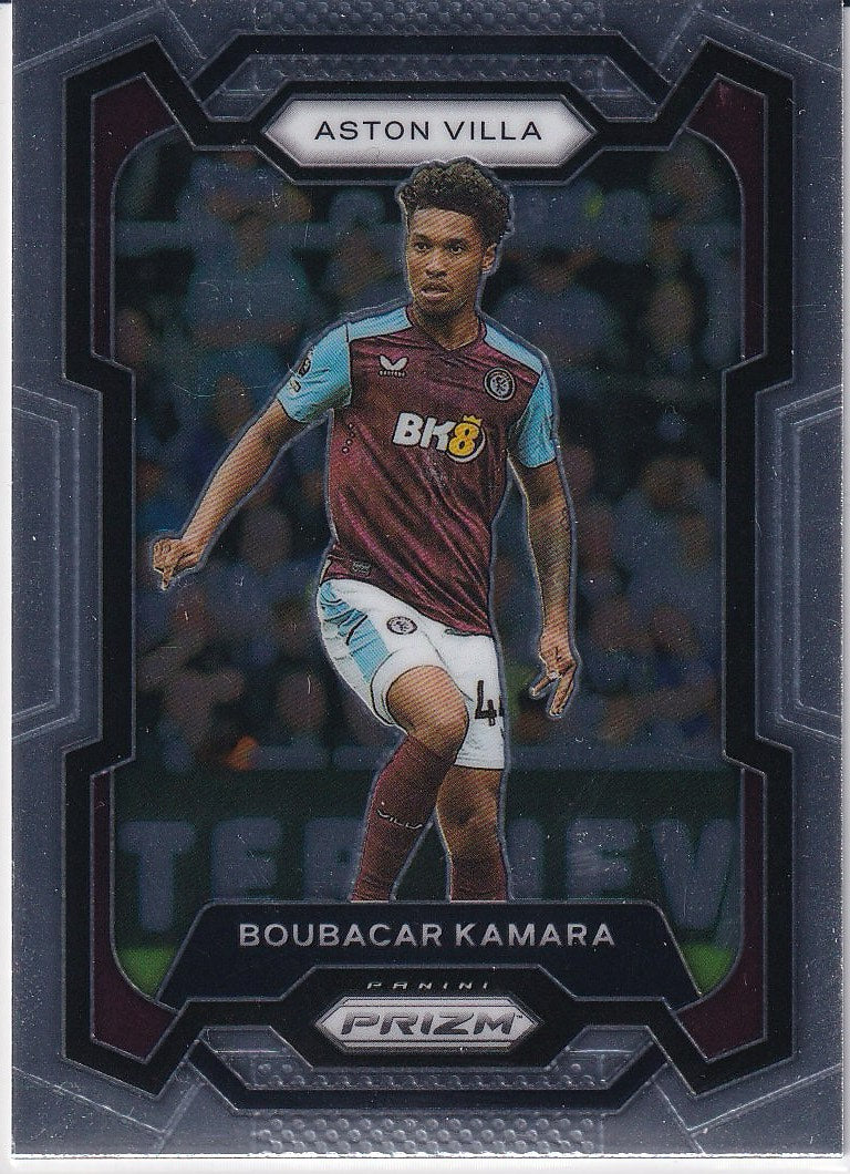 2023-24 Panini Prizm Premier League Soccer Base #116 Aston Villa (Boubacar Kamara)