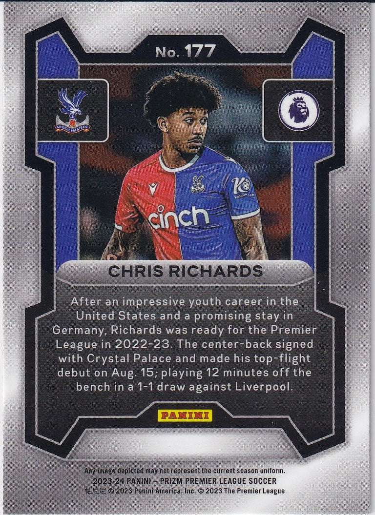 2023-24 Panini Prizm Premier League Soccer Base #177 Crystal Palace (Chris Richards)