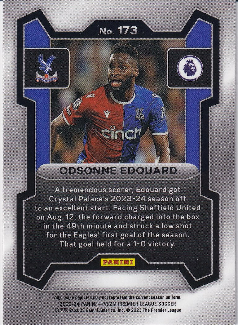 2023-24 Panini Prizm Premier League Soccer Base #173 Crystal Palace (Odsonne Edouard)