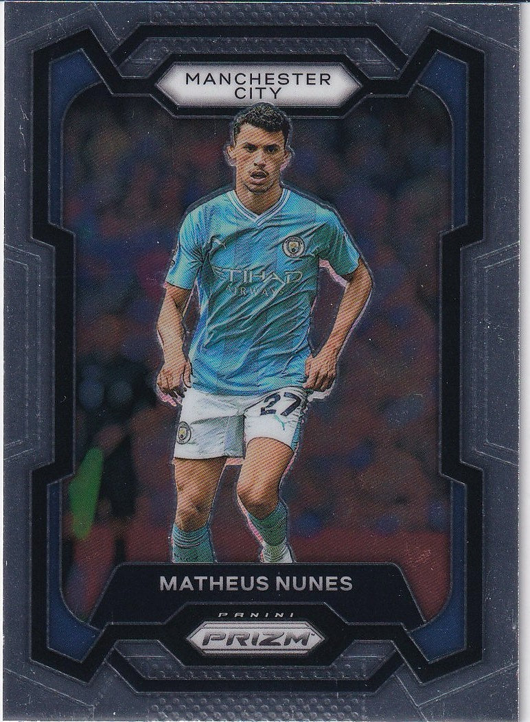 2023-24 Panini Prizm Premier League Soccer Base #16 Manchester City (Matheus Nunes)