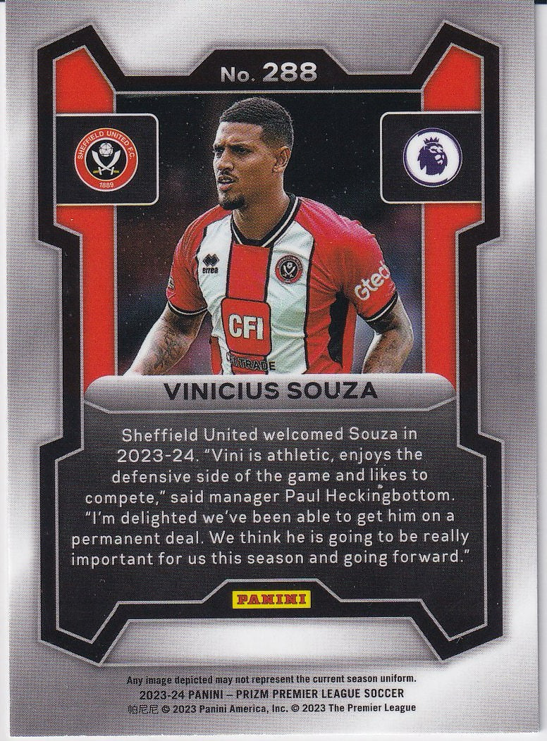 2023-24 Panini Prizm Premier League Soccer Base #288 Sheffield United (Vinicius Souza)