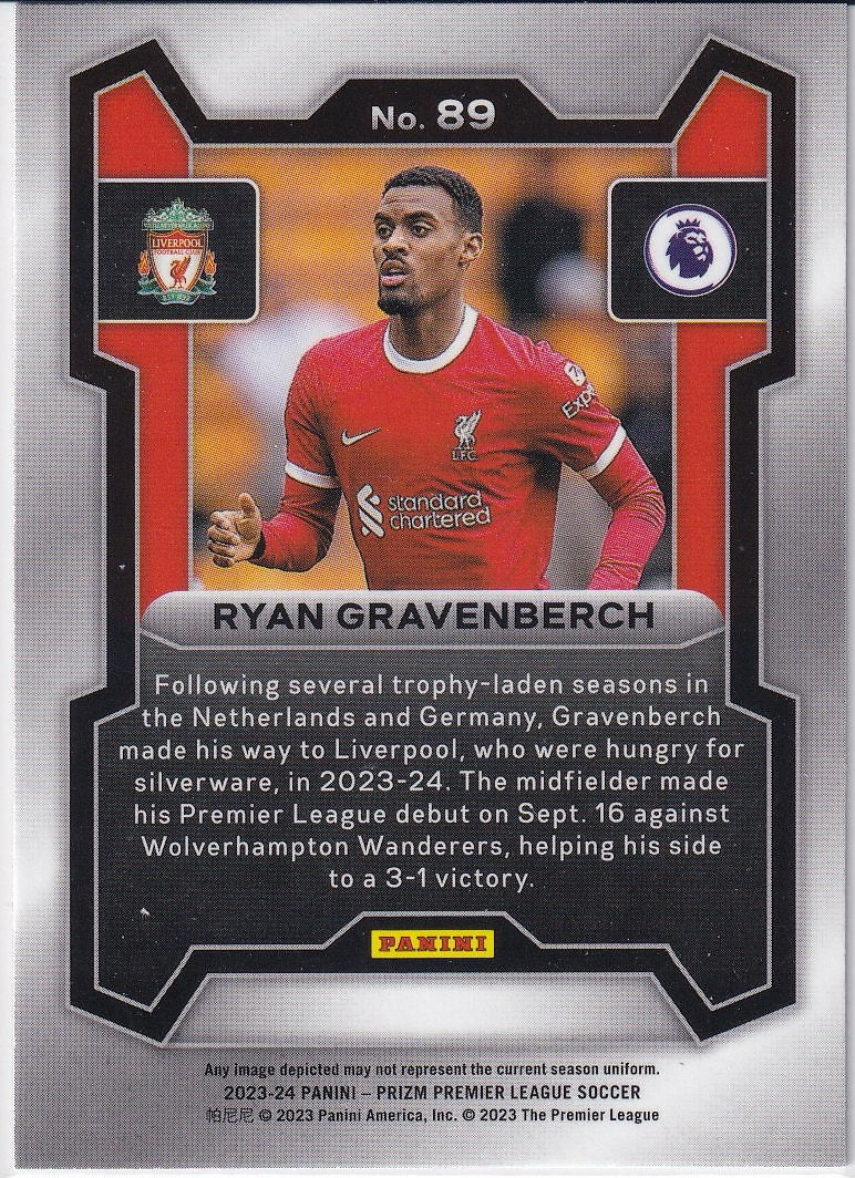 2023-24 Panini Prizm Premier League Soccer Base #89 Liverpool (Ryan Gravenberch)