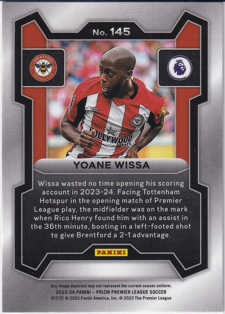 2023-24 Panini Prizm Premier League Soccer Base #145 Brentford (Yoane Wissa)