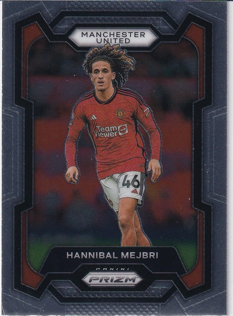 2023-24 Panini Prizm Premier League Soccer Base #46 Manchester United (Hannibal Mejbri)