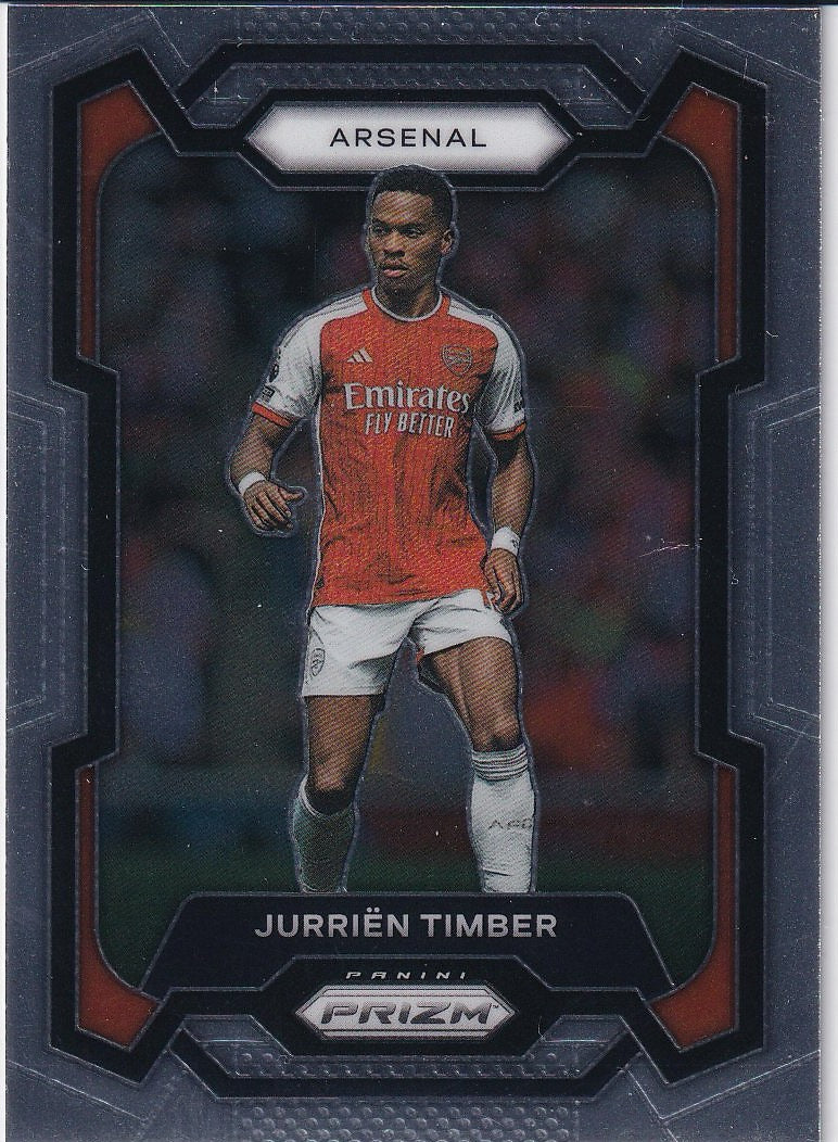 2023-24 Panini Prizm Premier League Soccer Base #32 Arsenal FC (Jurriën Timber)