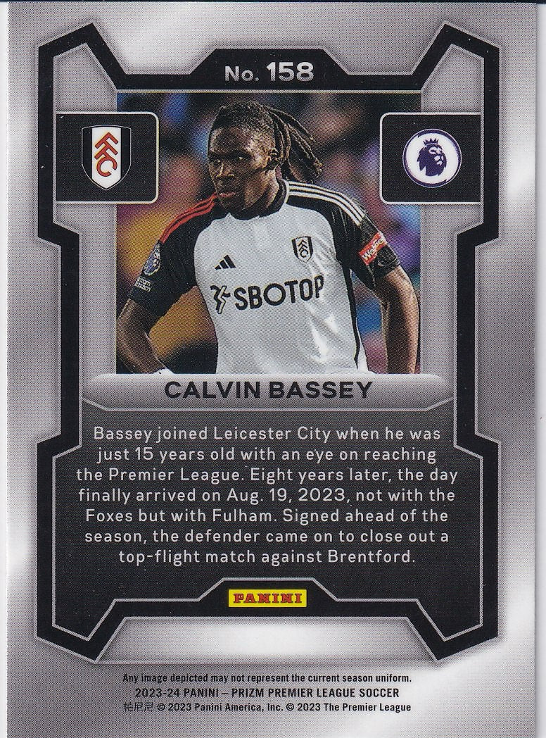 2023-24 Panini Prizm Premier League Soccer Base #158 Fulham (Calvin Bassey)
