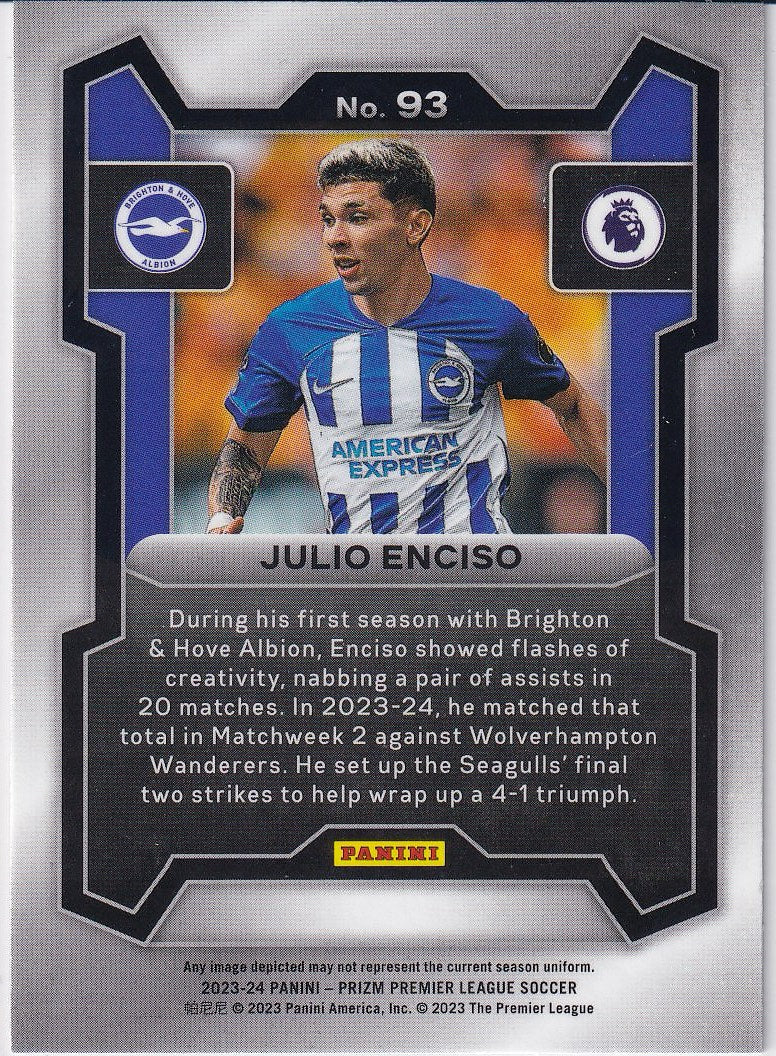 2023-24 Panini Prizm Premier League Soccer Base #93 Brighton & Hove Albion (Julio Enciso)