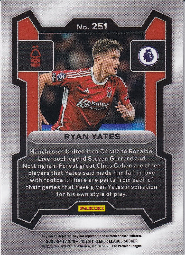 2023-24 Panini Prizm Premier League Soccer Base #251 Nottingham Forest (Ryan Yates)