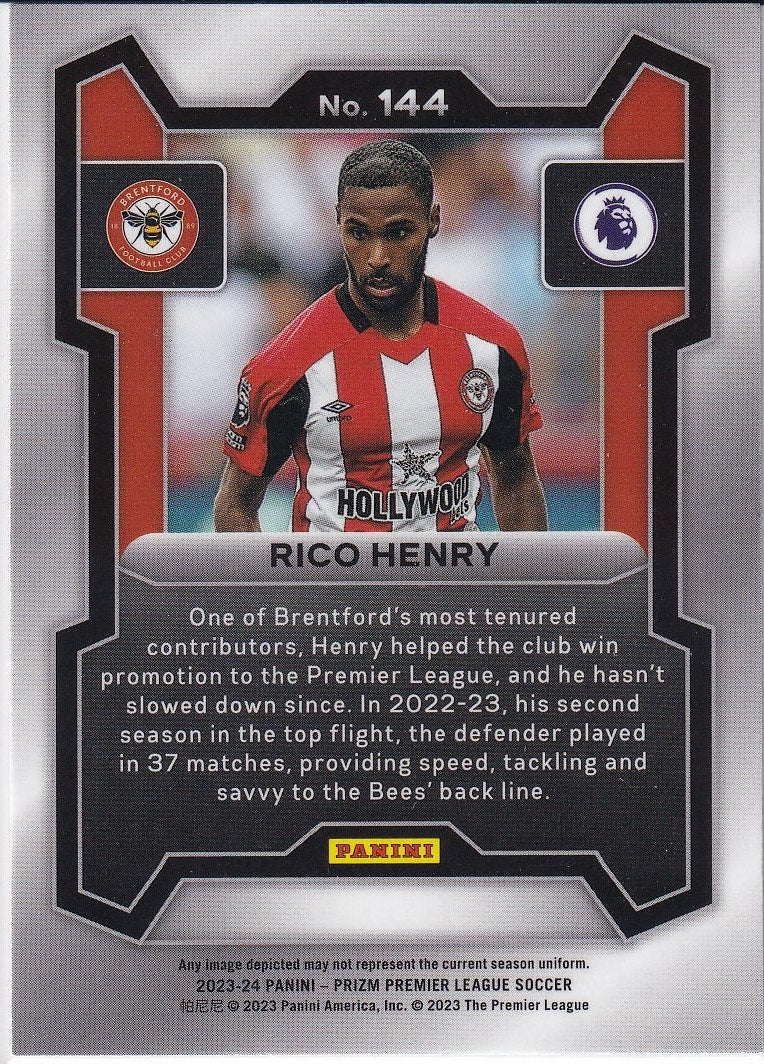 2023-24 Panini Prizm Premier League Soccer Base #144 Brentford (Rico Henry)