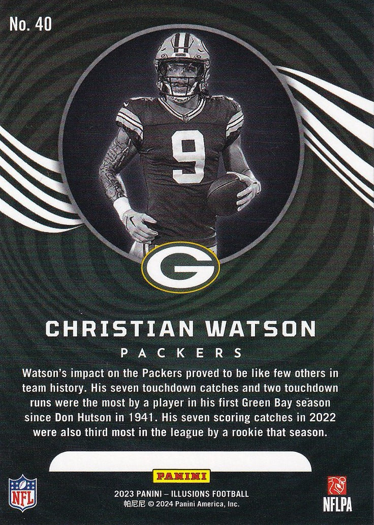 2023 Panini Illusions Football Base #40 Green Bay Packers, Christian Watson