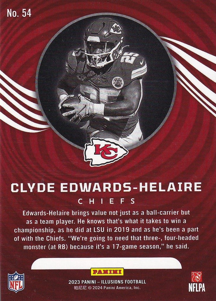 2023 Panini Illusions Football Base #54 Kansas City Chiefs, Clyde Edwards-Helaire
