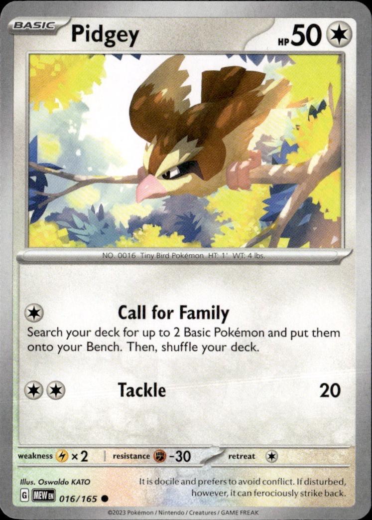 SV: Scarlet & Violet 151 Pokemon Common #016/165, Pidgey