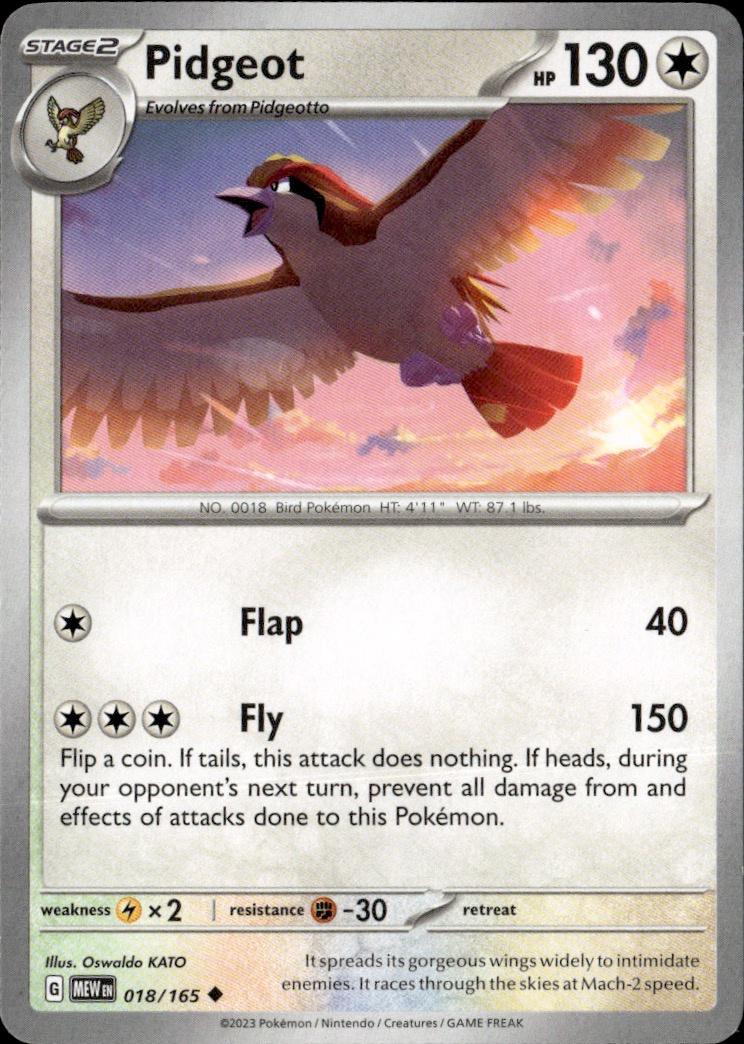 SV: Scarlet & Violet 151 Pokemon Common #018/165, Pidgeot