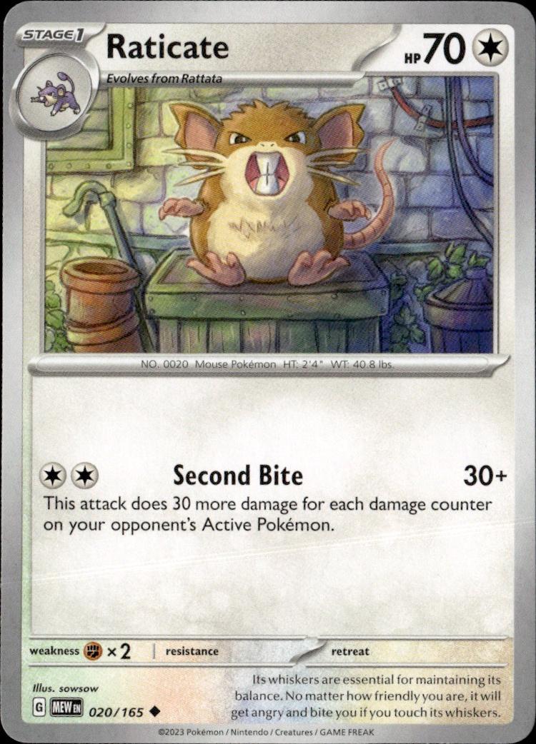SV: Scarlet & Violet 151 Pokemon Common #020/165, Raticate