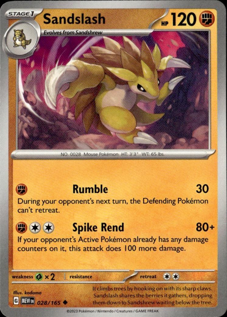 SV: Scarlet & Violet 151 Pokemon Common #028/165, Sandslash