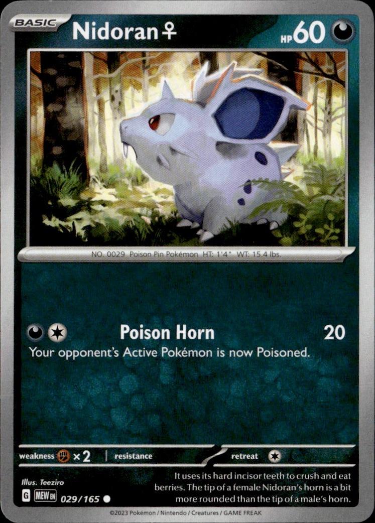 SV: Scarlet & Violet 151 Pokemon Common #029/165, Nidoran F