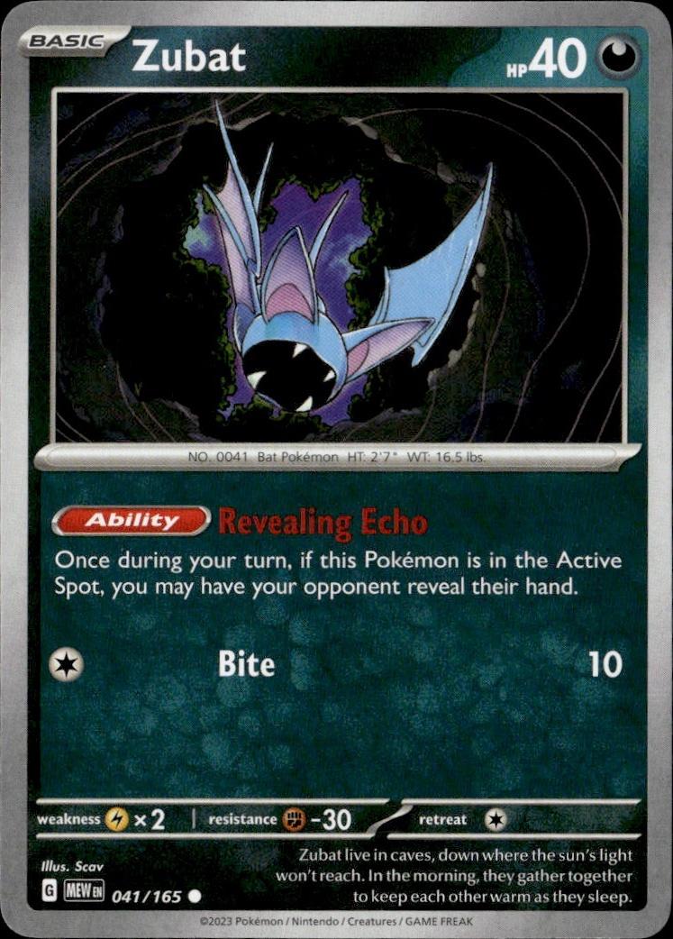 SV: Scarlet & Violet 151 Pokemon Common #041/165 (Zubat)
