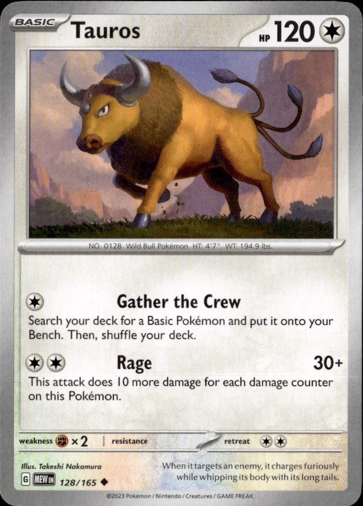 SV: Scarlet & Violet 151 Pokemon Common #128/165 (Tauros)