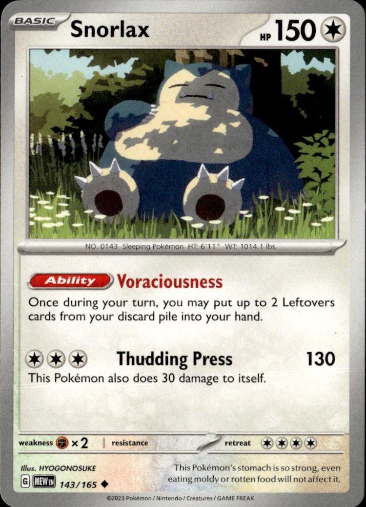 SV: Scarlet & Violet 151 Pokemon Common #143/165 (Snorlax)