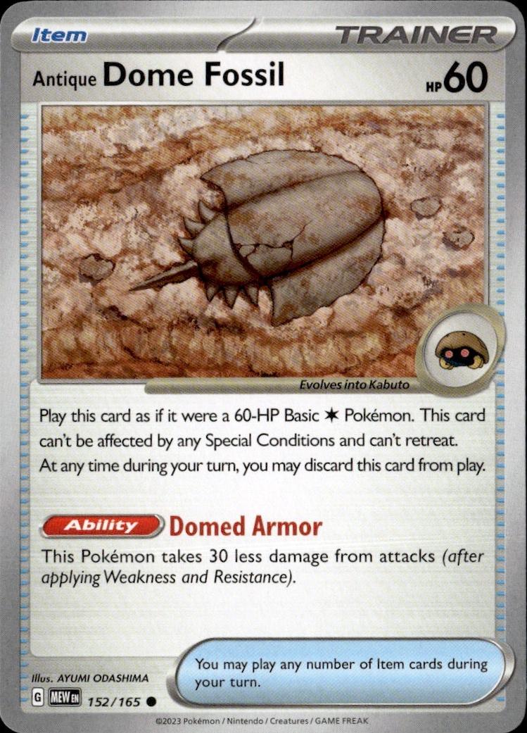 SV: Scarlet & Violet 151 Pokemon Common #152/165 (Antique Dome Fossil)