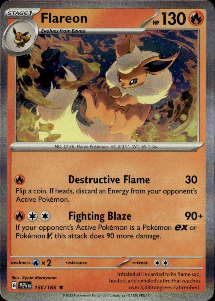 SV: Scarlet & Violet 151 Pokemon Holo #136/165, Flareon