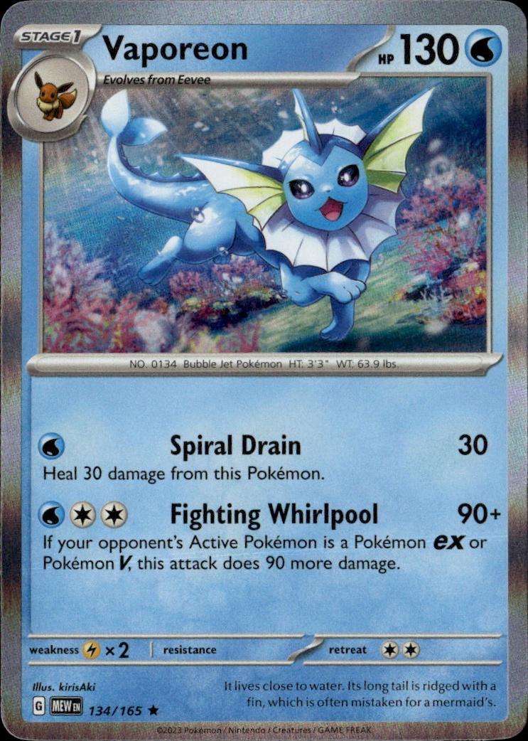 SV: Scarlet & Violet 151 Pokemon Holo #134/165, Vaporeon