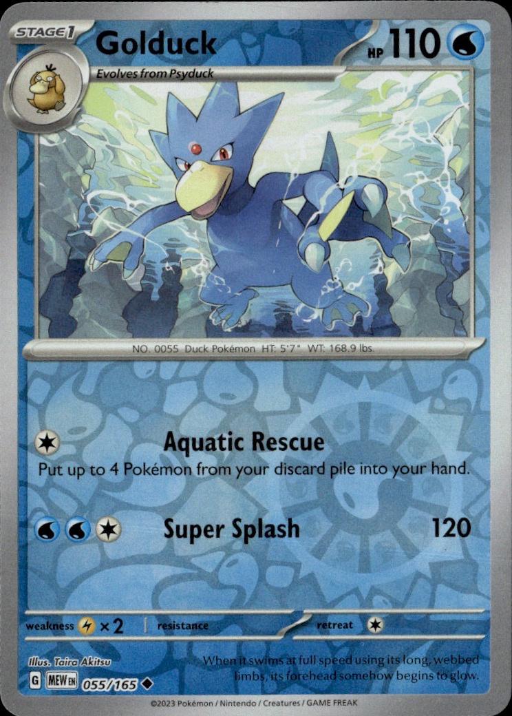 SV: Scarlet & Violet 151 Pokemon Reverse Holo #055/165, Golduck