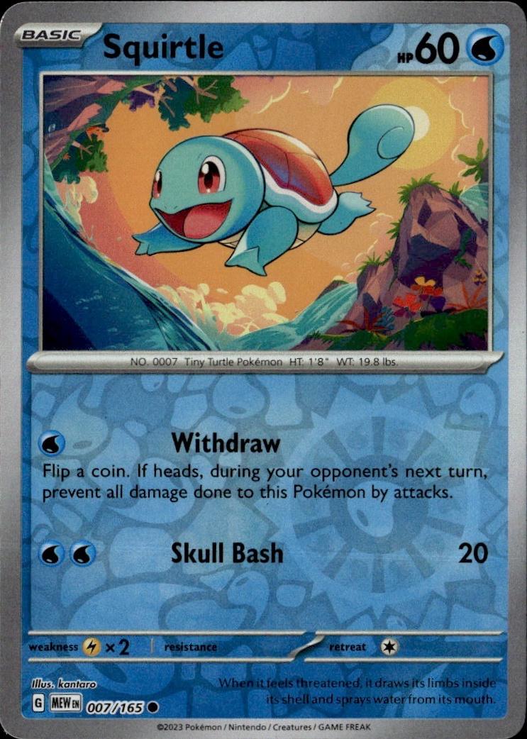 SV: Scarlet & Violet 151 Pokemon Reverse Holo #007/165, Squirtle