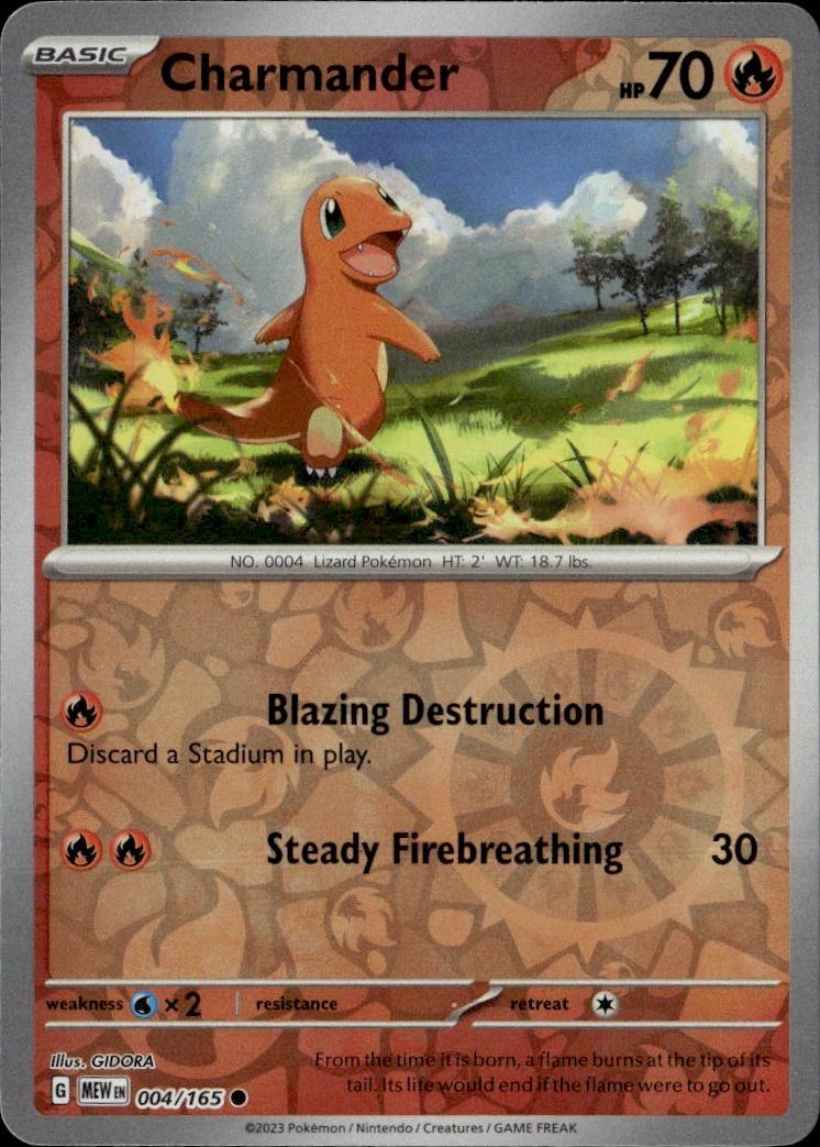 SV: Scarlet & Violet 151 Pokemon Reverse Holo #004/165, Charmander