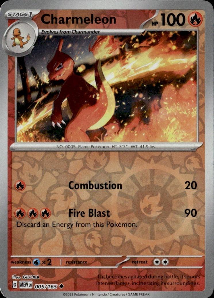 SV: Scarlet & Violet 151 Pokemon Reverse Holo #005/165, Charmeleon