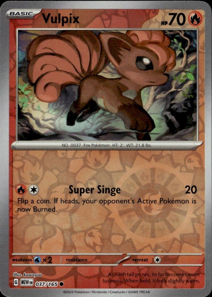 SV: Scarlet & Violet 151 Pokemon Reverse Holo #037/165, Vulpix
