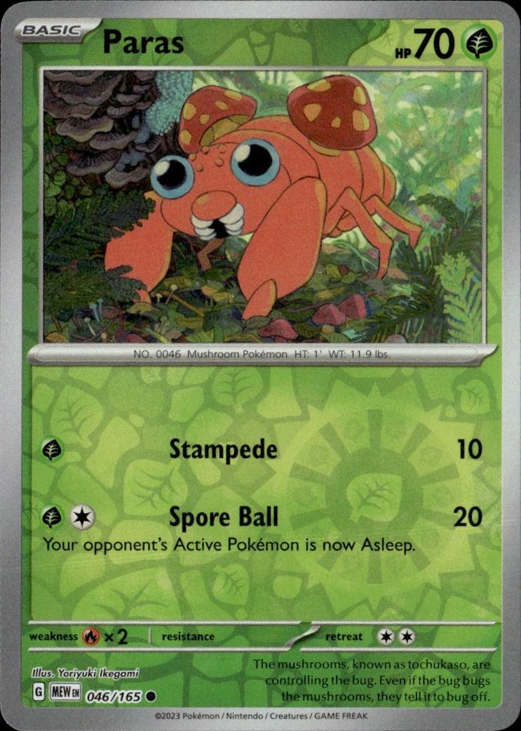 SV: Scarlet & Violet 151 Pokemon Reverse Holo #046/165, Paras